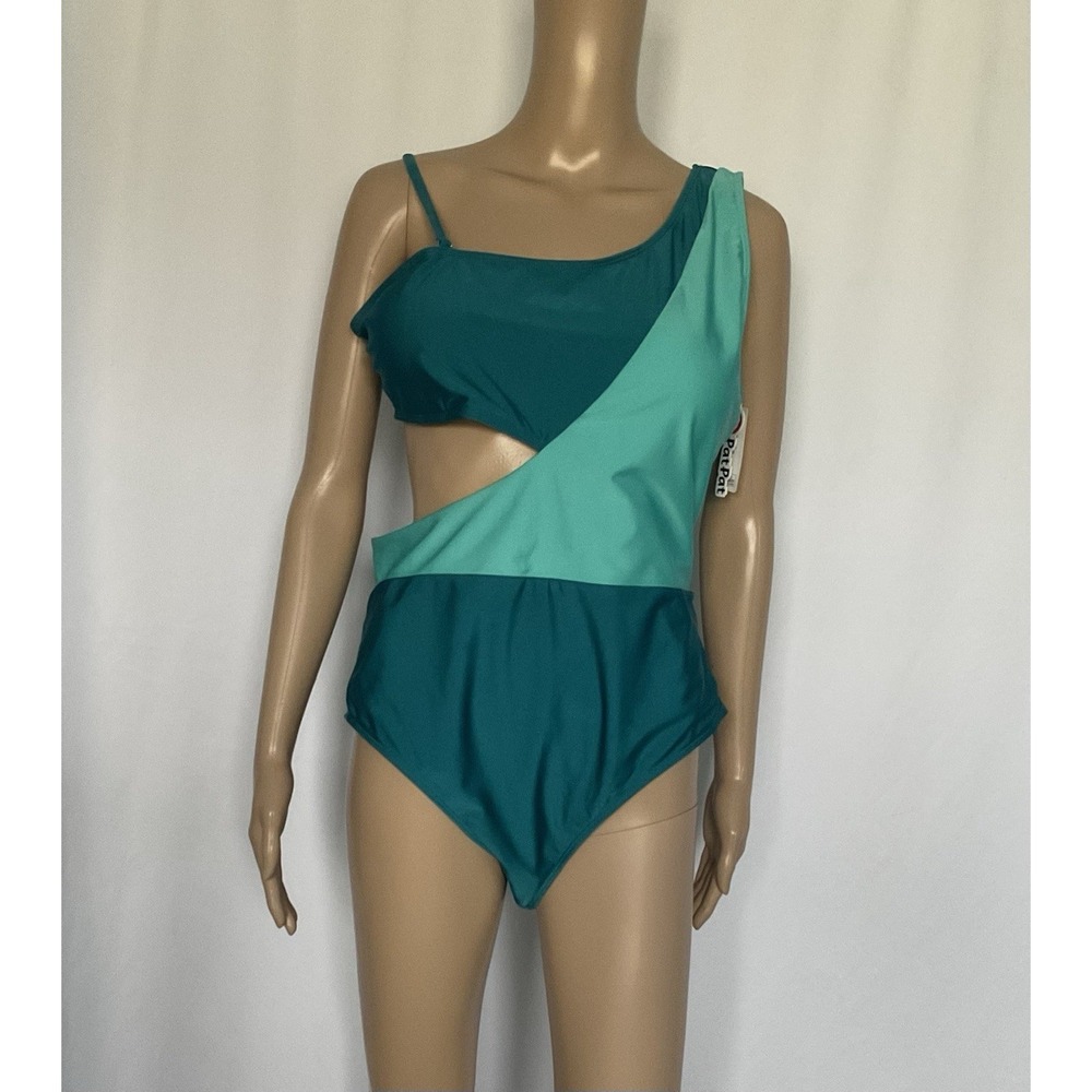 Pat Pat One Piece Swimsuit XL Color Block Tummy Control Ruched Bathing Suit